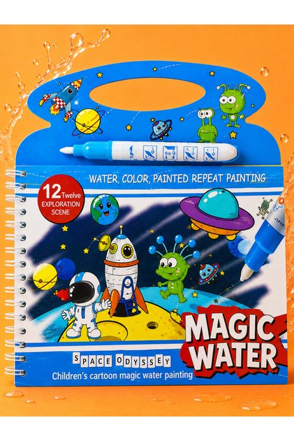 Astronot ve Uzay Su İle Sihirli Boyama Kitabı Water Painting Su Kalemi