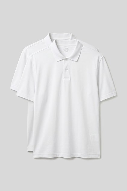 Polo Collar Large Size 2-Pack White Men's T-Shirt - 88511