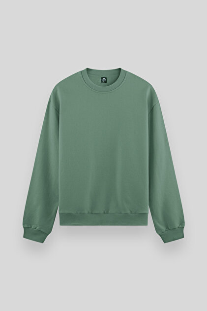 Açık Yeşil Basic O Yaka Rahat Form Erkek Sweatshirt - 88053