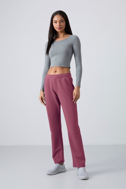 Soft Cherry High Waist Pocket Comfortable Fit Classic Leg Women's Sweatpants - 94584