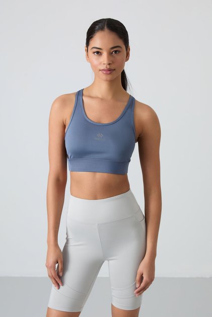 Petrol Cross Back Detailed Slim Fit Women's Sports Bustier with U-Neck Pads - 97121
