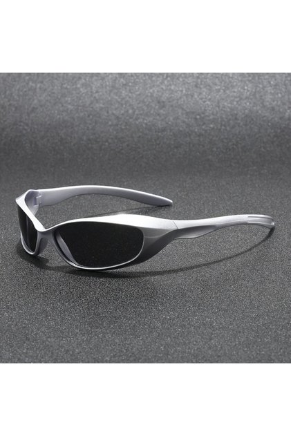 silvery black 1PC Y2K Future Technology Style Punk Eyewear Women Shades Sunglasses