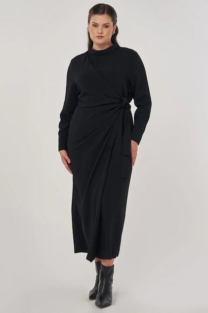 Draped Stylish Dress Black