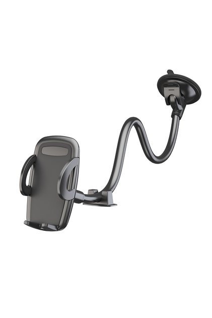 black Solid Car Truck Phone Mount Holder with 11.8-Inch Gooseneck Long Arm Anti-Shake Stabilizer Com