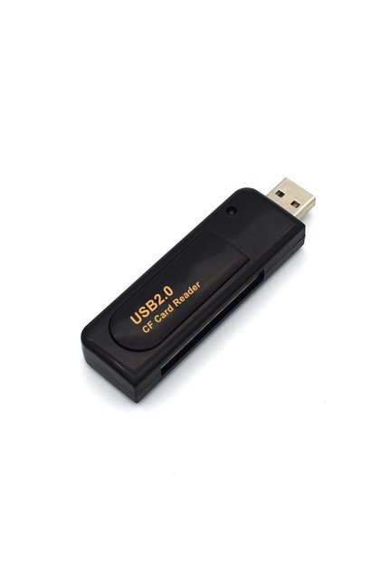 قارئ بطاقات USB 2.0 CF أسود اللون لكاميرات CCD الرقمية وذاكرة الفلاش المدمجة وعارض وكاتب بيانات النقل