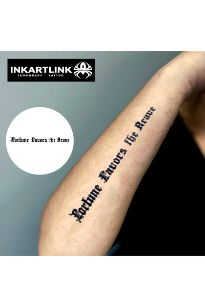 IN-E408 Fortune Favors The Brave Temporary Tattoo,Lasts To 15 Days New Technology Magic Waterproof S