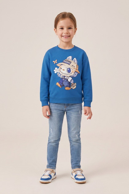 Girl's Sweatshirt Long Sleeve Blouse Printed Lycra Combed Cotton 100% Cotton