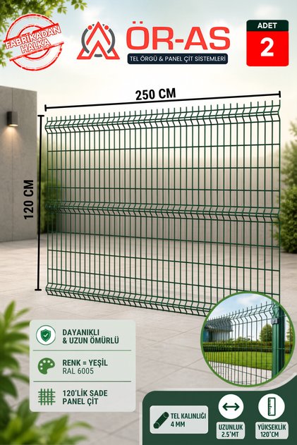 Ör-As Tel Bahçe Teli Panel Çit 120 cm x 250 cm = 2-ADET