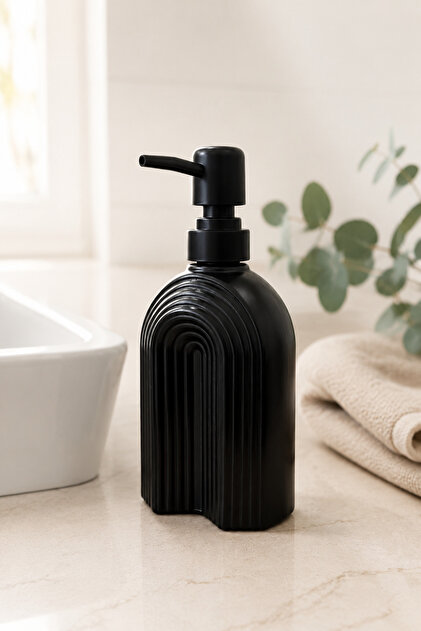 Striped Bohemian Minimal Glass Liquid Soap Dispenser - 250ml - 14X6X5.5 Cm-350 ml