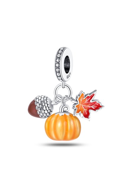 PAC707 925 Silver Color Fashion Squirrel Maple Leaf Honey Autumn Series Charms Bead Fit 3mm 925 Orig