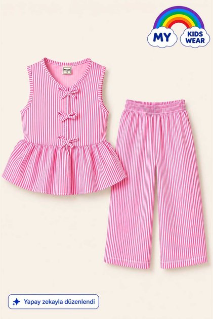 Girl's Bella Bow Detailed Top and Bottom Set 12800