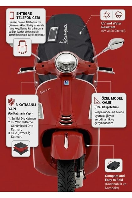W VESPA GTS 125-250-300 SELE KILIFI 2012-2026 UYUMLU