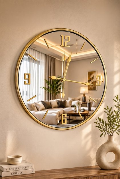 Duvar Saati Glorya Gold Duvar Saat Gerçek Aynalı Duvar Saati 50 Cm