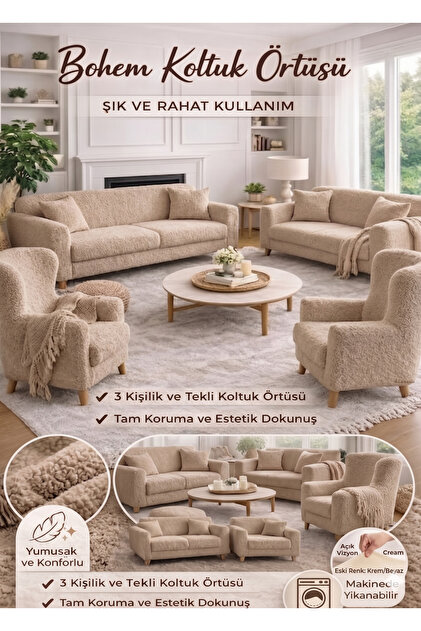 jakarlı bohem kumaş 3.3.1.1 Koltuk Örtüsü Koltuk Kılıfı Takımı Ev Tekstili Sofa Cover