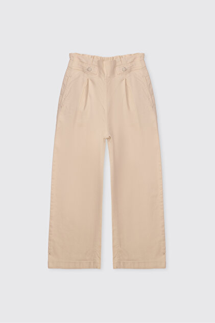 Girl's Wide-Legged Beige Pants
