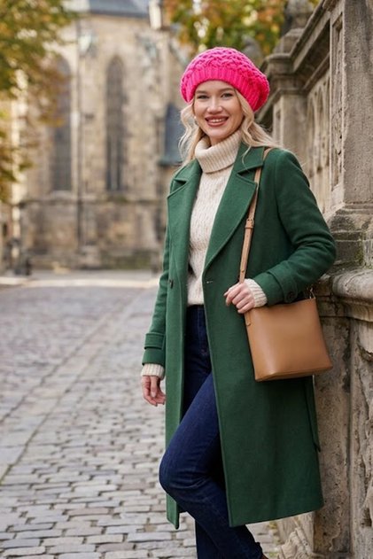 Double Layer Neon Pink Women's Painter Beret