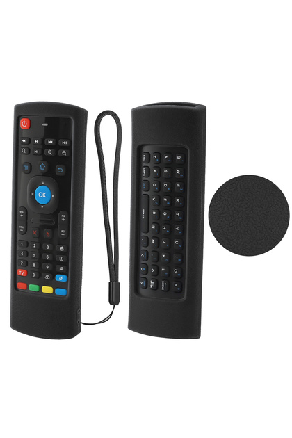 جراب حماية من السيليكون الأسود مناسب لجهاز التحكم عن بعد MX3 Voice Flying Air Mouse 2.4G ثنائي الجوانب R