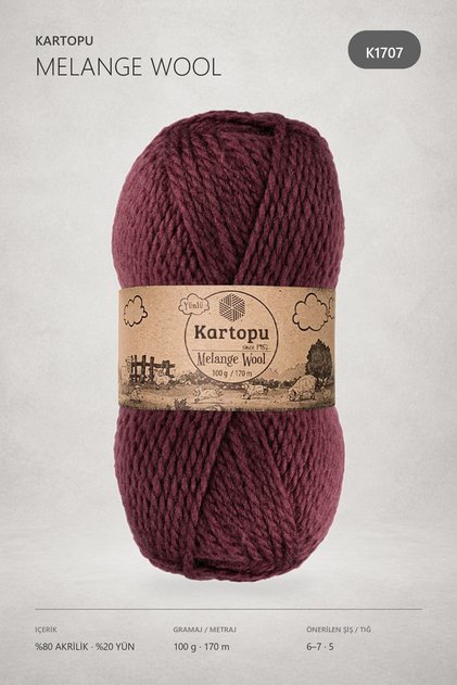 Melange Wool Yünlü El Örgü Ipi K1707
