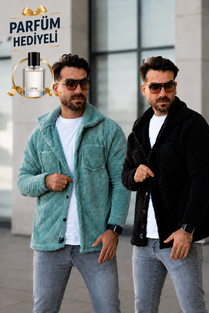 Pack of 2 Unisex Plush Fleece Cardigan and 100 ml Perfume
