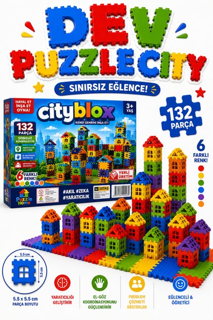 Delvos Kutulu Puzzle CityBlox 3D Yapı Ve Tasarım Blokları 132