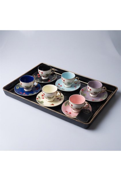 Colorful Strawberry Model Turkish Coffee Cup for 6 People