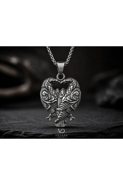 Stainless Steel Viking Mythology Raven Crow Pendant