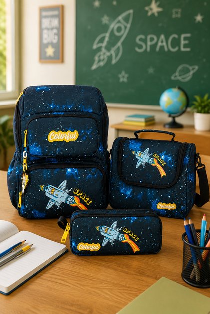Boys' 3-Piece School Bag Set - Backpack, Lunch Bag, Pencil Case
