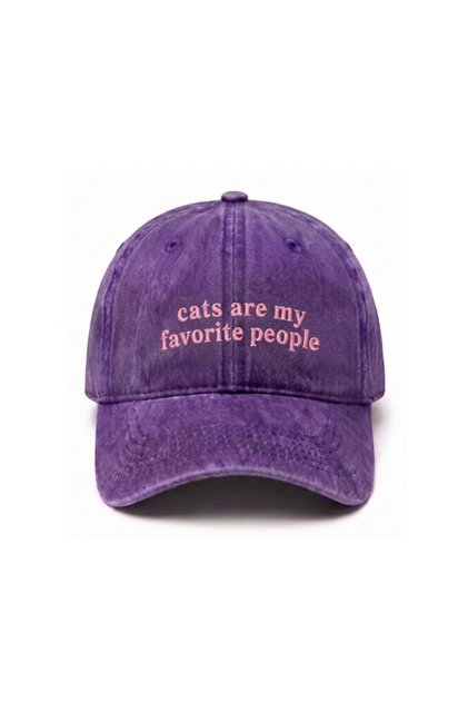 Cats Are My Favorite People Embroidered Cotton Fabric Washable Cap / Cats Are My Favorite People Embroidered Adjustable Style Hat