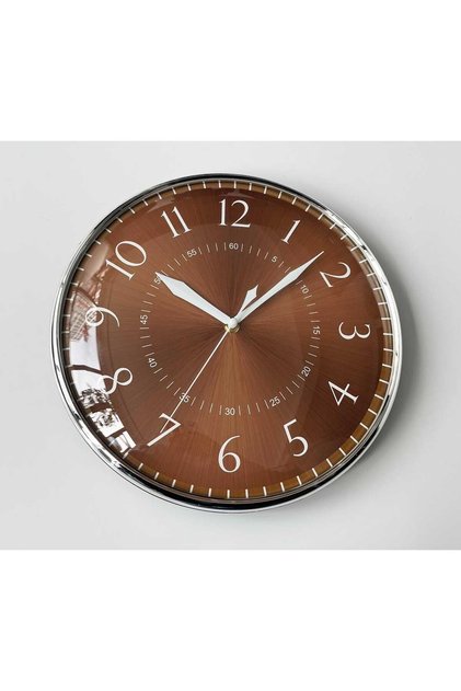 Dome Glass Wall Clock, 30 cm, Brown, BPR1311B