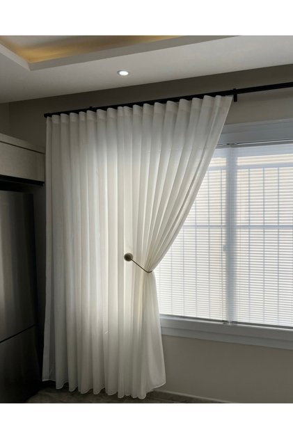 Modern Düz kırık beyaz keten Tül Perde S Pileli tül perde