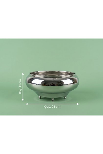 VAZO DEKOR GÜMÜŞ KAPLAMALI Metal Vazo Ufo Saksı Gondol Dekoratif Masa Üstü Obje 23x10 cm