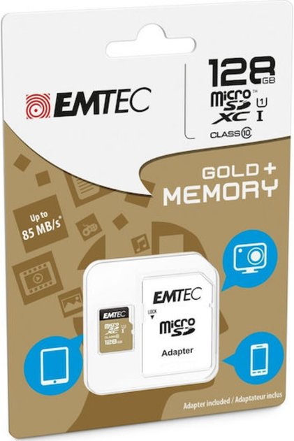 Gold+ microSDXC 128GB U1 UHS-I 85MB/s με Αντάπτορα