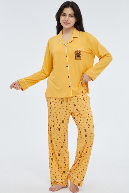 Miopatra Kedi Baskılı Uzun Kollu Pijama Takımı