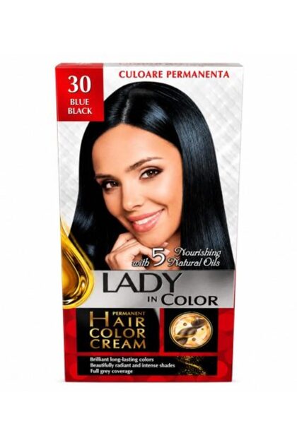 Σετ 2 τεμαχίων Βαφή Μαλλιών Lady in Color Αρ. 30 Μπλε Μαύρο