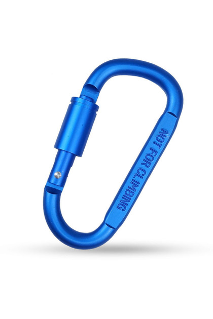 Blue 1Pcs Premium Aluminum D-Ring Locking Carabiners - Lightweight & Durable for Hiking, Camping, Ke