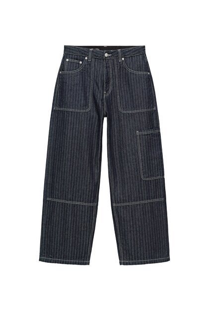 RELAXED FIT STRIPED CARGO - Jeans