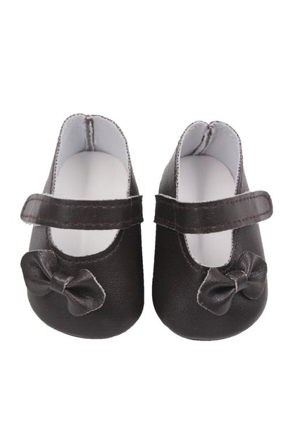 black Hot Sale 7cm Bow-knot Doll Shoes For 18Inch American Dolls Pu Leather Shoes Fit 43cm New Baby