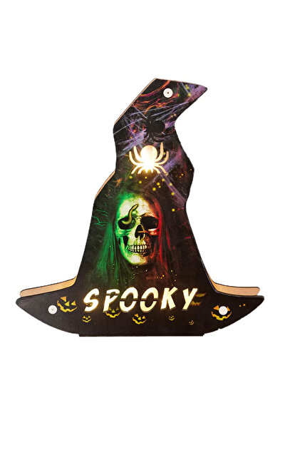 Decoratiune luminoasa de Halloween, 23.5 x 22.5 x 2.3 cm, carton, multicolor
