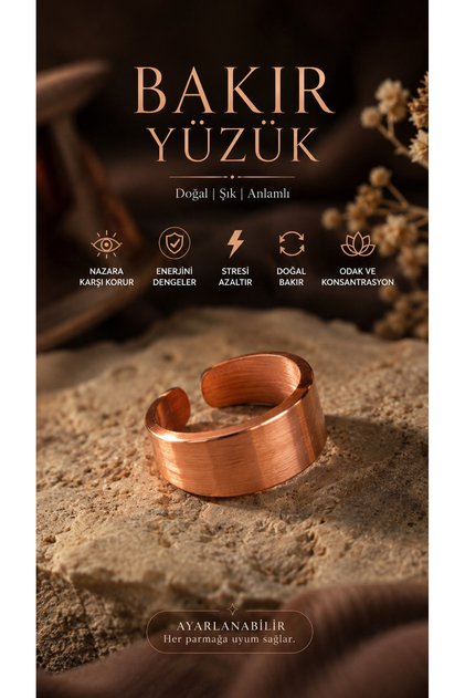 Pure 100% Copper Ring Adjustable Unisex Model