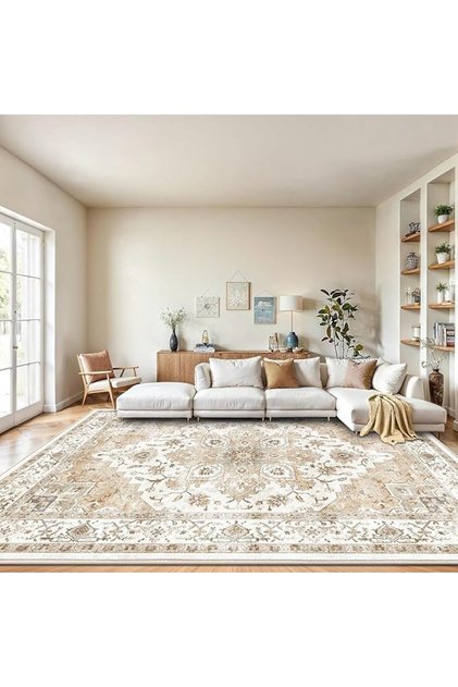 Ultra Thin Washable Stain Resistant Anti Slip Classic Design Carpet Area Rug Mat for Home Bedroom
