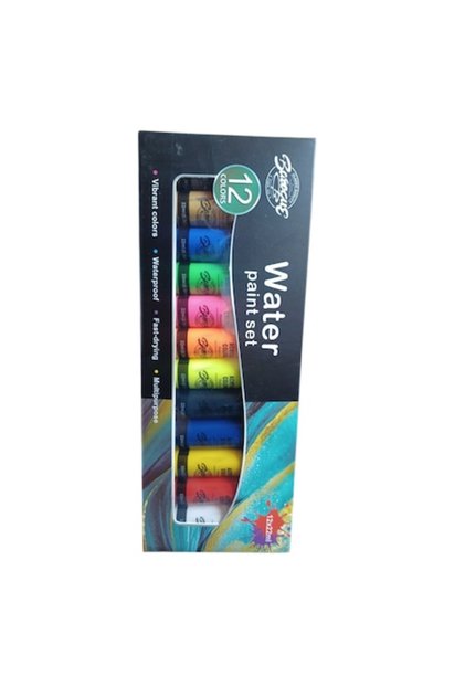 Set de 12 vopsele tempera acuarelă, 22ml pe tub, Culori acrilice vibrante
