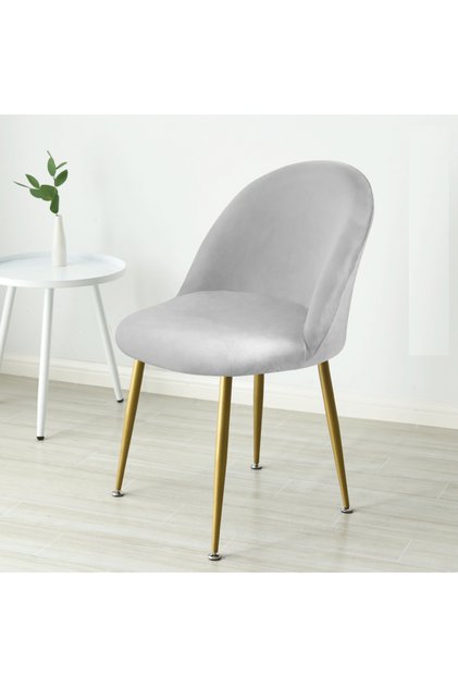 Light Gray 1Pc Duckbill Chair Cover Velvet Curved Back Dining Chair Covers Low Back Stretch Chair Sl