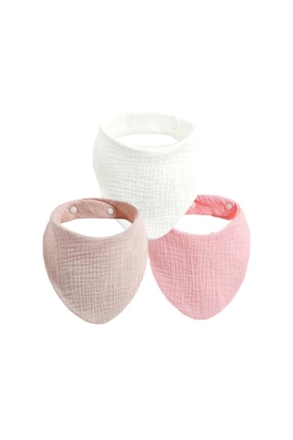 style 1 3pcs Baby Feeding Drool Bibs Saliva Towel Triangle Solid Color Scarf Bandana Soft Cotton Bib