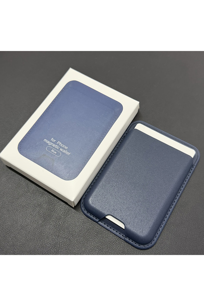 حافظة جلدية فاخرة باللون الأزرق الداكن مع حامل مغناطيسي لـ Magsafe لهواتف آيفون 17 و16 و15 و14 و13 و12 و18 برو