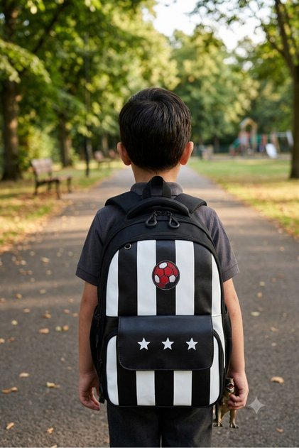 3-Piece Fan Patterned Boys' School Bag Set with Lunch Box and Pen Holder