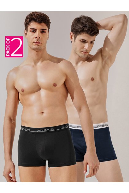 Pack of 2 - Multi-Color Cotton Trunks with Printed Logo Waistband