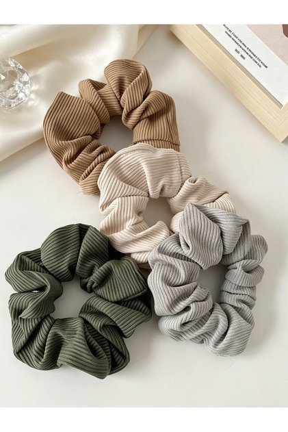 Set of 4 - Textured Hair Scrunchies