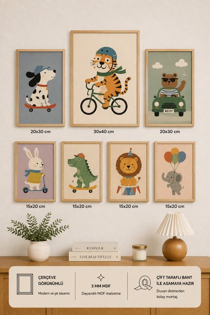 7-Piece Frame-Looking Modern Painting Set | Children's Room Wall Decoration