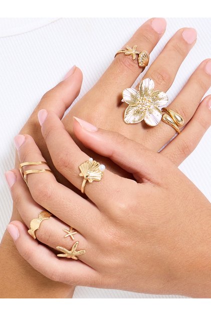 Set of 7 - Beach-Inspired Rings