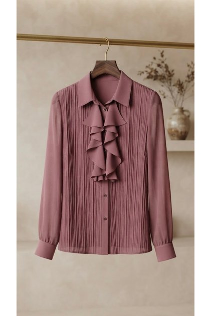 YAKASI FIRFIRLI VİSKON BLUZ